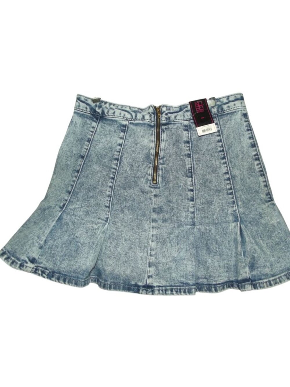 NOBO Pleated Skirt Womens Junior Size 13 blue acid wash jean denim - Picture 4 of 12